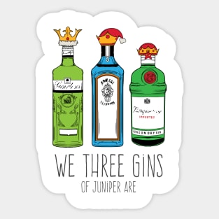 We Three Kings - Gin Christmas T-shirt with 3 Kings Gin Bottles Sticker